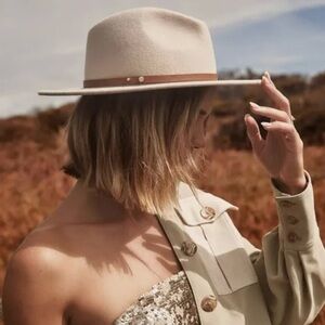 Ace of Something Australia OSLO fedora 100% wool beige tan structured hat OS